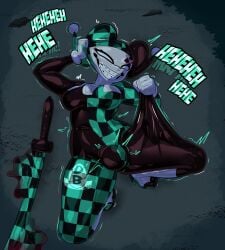 after_transformation balls breasts buldge chastity_bulge clothed clothing dc dc_comics demon_slayer diceyboi dickgirl female feminization flaccid fully_clothed futanari harley_quinn harley_quinn_(classic) high_heels human implied_transformation intersex latex latex_clothing latex_suit male male_to_female mask nulge null_bulge penis post-transformation quinnification resisting restrained rubber rubber_mask rubber_suit solo struggling tanjiro_kamado thick_thighs thin_waist transformation