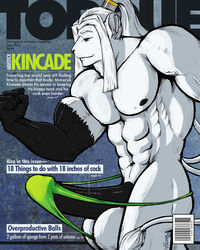 abs anthro balls biceps big_penis english_text erection feline flexing furry hair lion magazine_cover male male_only muscles nipples pecs penis pose pulsar solo text thong vein white_fur white_hair