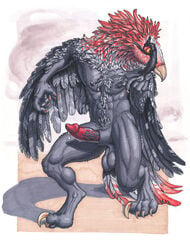 abs anthro arjuna avian balls bearded_vulture claws erection full-length_portrait full_length furry male male_only nipples penis portrait precum sheath solo standing talons wings