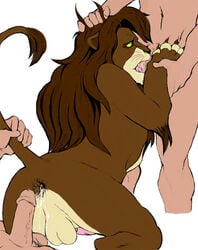 3boys anus balls claws cum cum_in_ass cum_inside disney elcoronel feline feral gay green_eyes group group_sex human interspecies kovu lion male male_only mammal mane sex the_lion_king the_lion_king_ii:_simba's_pride threesome yaoi yellow_sclera zoophilia