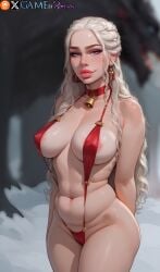 ai_generated areola_slip areolae areolae_slip bimbo bimbo_lips bimbofied blonde_female blonde_hair blue_eyes bodysuit breasts choker clothed clothed_female collar cowbell daenerys_targaryen game_of_thrones gameofbimbos hands_behind_back looking_at_viewer outdoors pale-skinned_female platinum_blonde_hair solo solo_female swimsuit tight_fit voluptuous voluptuous_female white_hair winter