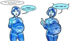 blue-skinned_female breasts_on_belly halo_(series) halo_infinite nasuokaa-san pregnant super_belly the_weapon_(halo_infinite) thick_thighs