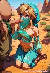 ai_generated femboy gerudo_link handjob link on_knees redcherryart the_legend_of_zelda trap veiny_penis