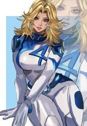 big_ass big_breasts blonde_hair breasts clothed clothes clothing curvaceous curvaceous_body curvaceous_female curvaceous_figure curvaceous_hips curvy curvy_body curvy_female curvy_figure curvy_hips earrings fantastic_four fat_ass invisible_woman invisible_woman_(marvel_rivals) kttymya marvel marvel_comics marvel_rivals milf safe_for_work sfw sitting skin_tight sue_richards sue_storm suit superheroine teasing thick_thighs thighs tight_suit