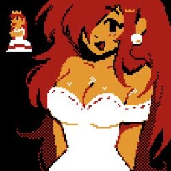 blush breasts cleavage clothed clothing color_edit cute dithering ear_piercing ear_ring edit mario_(series) megrocks nintendo pixel_art princess_peach princess_peach_sprite_redraw_(meme) princess_toadstool restricted_palette secretaccount57 self_upload super_mario_bros._(nes) third-party_edit