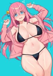 1girls anxious bikini bocchi_the_rock! breasts female female_only gotou_hitori hips huge_breasts large_breasts light-skinned_female light_skin looking_at_viewer moursho pink_hair scared solo swimsuit thick_thighs thighs wide_hips