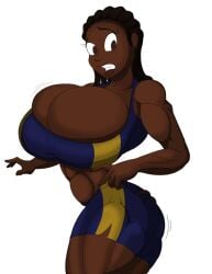 abs ass dakota_(tomkat96) dark-skinned_female large_breasts massive_breasts muscular_arms muscular_female quads thick_thighs tomkat96 wide_hips