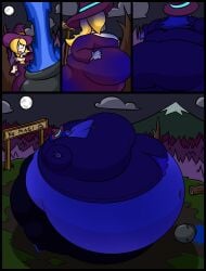 big_ass big_breasts blueberry_inflation breasts bubble_butt cleavage female huge_ass huge_breasts inflation princess_rosalina sergiocipactli skin_turning_blue super_mario_bros. super_mario_galaxy thick_thighs wide_hips witch_costume witch_hat