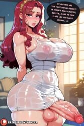 1futa ai_generated bed bedroom big_ass big_balls big_breasts big_butt big_penis curvy curvy_figure dialogue dickgirl english english_text erection futa_only futanari hourglass_figure huge_ass huge_cock kinkyra looking_at_viewer milkers red_hair see-through see-through_clothing solo solo_focus solo_futa talking_to_viewer thick thick_ass thick_legs thick_thighs veins_on_dick veiny_penis wet wet_body wet_clothes