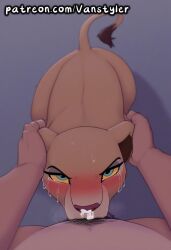 ai_generated blowjob blush crying cum cum_in_mouth deepthroat disney felid female feral furry genital_fluids human human_on_feral lion lioness looking_at_viewer mammal multicolored_body multicolored_fur nala nala_(the_lion_king) open_mouth oral oral_sex patreon pov pov_eye_contact pov_male pubic_hair sweat the_lion_king vanstyler zoophilia zoophilia