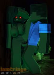 1boy1girl 1girls 3d breasts female green_hair green_skin iamcringe mine-imator minecraft nude nude_female red_eyes rule_63 sex vagina vaginal_penetration vaginal_penetration vaginal_sex zombie zombie_(minecraft)