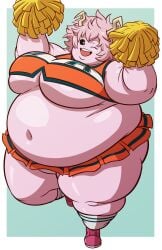 axel-rosered belly big_belly big_breasts boku_no_hero_academia fat happy mina_ashido morbidly_obese morbidly_obese_female obese pink_body thighs