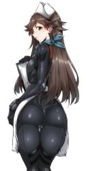 1girls apron ass_focus ass_visible_through_thighs big_ass black_bodysuit boob_squish breasts brown_eyes brown_hair bubble_butt cameltoe cleft_of_venus clothing crease curvy female gggg hand_on_hip hat human light-skinned_female light_skin long_hair looking_back neon_genesis_evangelion nurse nurse_cap plugsuit pussy rebuild_of_evangelion sakura_suzuhara shiny_clothes sideboob skin_tight skindentation solo_female tablet thick_thighs thigh_gap tight_clothing underbutt uniform wide_hips