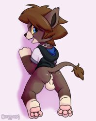 2018 anthro anthrofied anus ass backsack balls bottomless carpetwurm clothed clothing cub digital_media_(artwork) feline hair hi_res hoodie kingdom_hearts lion lion_sora male male_only mammal open_mouth partially_clothed paws perineum puffy_anus signature smile solo sora_(kingdom_hearts) square_enix video_games