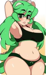 big_ass big_breasts female filia_(skullgirls) green_hair open_mouth pussy sexy skullgirls swordsmaned