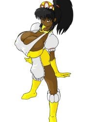 brown_eyes brown_hair chocolate_milkmaid cleavage_overflow dark_skin erect_nipples erect_nipples_under_clothes evhor gigantic_breasts maid maid_uniform overflowing_breasts wlpcomics