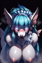 1girls ai_generated blue_eyes blue_hair canid dog_girl female hybrid hybrid_pokemon hyena_girl long_hair mightyena original_character pokemon pokemon_(species) scorpianpp self_upload solo_female stable_diffusion tamoa_(scorpianpp)
