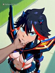 1girls ai_generated cheek_press expressionless female inminent_fellatio inminent_sex matoi_ryuuko time_stop