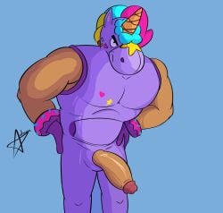 articraz_(artist) balls bara berry_(brawl_stars) big_penis brawl_stars exposed furry gay horse male muscular penis solo