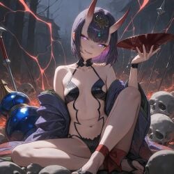 ai_generated fate/grand_order fate_(series) horns oni petite revealing_clothes shuten_douji_(fate) small_breasts