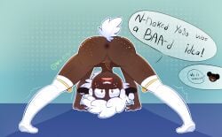 amanda_(amanda_the_adventurer) amanda_the_adventurer ass balls bells bending_over bent_over black_skin bleating booty cute danisshippies femboy freckles freckles_on_ass freckles_on_face human lamb looking_at_viewer naked orange_eyes penis sheep sheep_ears showing_ass suggestive thighhighs wagging_tail white_freckles white_hair white_tail wooly_(amanda_the_adventurer) yoga