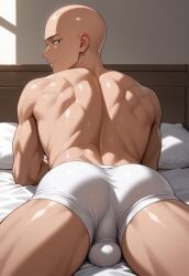 1boy ai_generated arm_support ass bald bara boxer_briefs boxer_briefs_only bsky_link bulge civitai dvxxxgrai gay illustrious_(stable_diffusion) lying_on_bed male male_only male_underwear navel nude on_stomach one_punch_man saitama saitama_(one-punch_man) smile solo solo_male tagme twitter_link underwear underwear_only white_boxer_briefs white_male_underwear white_underwear