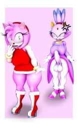 1futa 3d amy_rose animal_ears anthro balls balls_under_clothes blaze_the_cat breasts cat_ears cat_girl dress erection erection_under_clothes erection_under_clothing female female fur furry futanari gloves green_eyes hedgehog hedgehog_ears hedgehog_girl intersex large_penis no_panties pastel_colors penis pink_body pink_fur pink_hair purple_body purple_fur red_dress sega senna_source sfm shoes short_dress short_hair white_background yellow_eyes