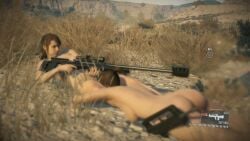 2girls eating_pussy firearm gameplay lesbian_sex metal_gear_solid metal_gear_solid_v quiet_(metal_gear)