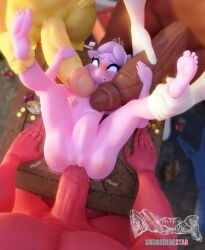 1girls 3boys anthro anthro_on_anthro cub dduns diamond_tiara_(mlp) faceless_male gangbang massive_penis my_little_pony my_little_pony tiny_breasts young_anthro younger_female