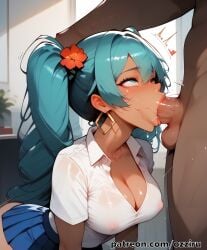 1boy 1boy1girl absurd_res ai_generated blowjob blue_hair brazilian brazilian_female brazilian_miku dark-skinned_female dark_skin deepthroat female female_focus female_penetrated hatsune_miku hi_res highres long_hair male male/female male_penetrating male_penetrating_female ozziru patreon school_uniform schoolgirl self_upload straight twintails uncensored vocaloid