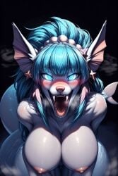 1girls ai_generated blue_eyes blue_hair canid dog_girl female hybrid hybrid_pokemon hyena_girl long_hair mightyena original_character pokemon pokemon_(species) scorpianpp self_upload solo_female stable_diffusion tamoa_(scorpianpp)