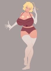 blonde_female blonde_hair blonde_hair_female cop corset gloves huge_breasts silencio silencioarthub tanya_degurechaff thick_thighs underwear underwear_showing warden youjo_senki