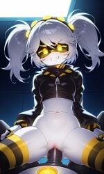 ai_generated female j_(murder_drones) murder_drones pussy pussy_penetration robot_girl white_body yellow_eyes