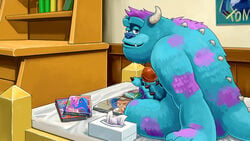 1boy anthro artist_request bedroom disney erect_penis erection fur furry male male_only masturbation monsters_inc monsters_university no_humans penis pixar solo sulley tagme