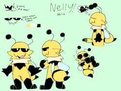 anthro anus arthropod bee blush embarrassed genitals hymenopteran insects male model_sheet nelly_(nellytines) nellytines penis simple_background simple_coloring solo