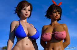 2girls 3d_(artwork) big_breasts bikini bra female josie_rizal kazama_asuka namco ryu4life tekken tekken_7