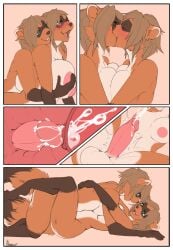 anthro anus ass balls belly bent_over big_breasts blush bodily_fluids bottomwear breast_grab breast_play breast_squish breast_to_breast breasts brown_body brown_fur brown_hair clothed clothing comic cum cum_in_uterus cum_in_vagina cum_inside cum_on_self digital_media_(artwork) duo facial_markings female from_behind_position fur gender_transformation genital_fluids genital_focus genitals gesture gloves_(marking) green_eyes gynomorph gynomorph/herm gynomorph_penetrating gynomorph_penetrating_herm gynomorph_penetrating_intersex hair hand_gesture hand_on_breast head_markings herm herm_(lore) herm_penetrated hi_res horn hug hybrid intersex intersex/female intersex/intersex intersex_penetrated intersex_penetrating intersex_penetrating_herm intersex_penetrating_intersex kiss_on_lips kissing magic magic_user male_(lore) mammal markings mask_(marking) mth_transformation mti_transformation narusewolf no_underwear nude nude_anthro penetration procyonid raccoon raised_tail rear_view red_eyes runa_ravnsdal saliva sex short_hair squish tail transformation twinning uterus uterus_view vaginal_fluids vaginal_penetration vaginal_penetration vulva