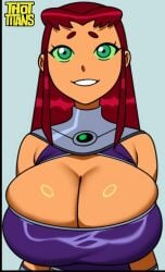 big_breasts breasts cleavage coldarsenal dc female huge_breasts solo starfire teen_titans thot_titans