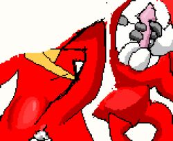 3_fingers anthro armor ass backsack balls bandai_namco belly butt_focus clothing curling_tail digimon digimon_(species) digimon_xros_wars digital_media_(artwork) fingers front_view genitals glistening gloves handwear low_res male masturbation penis penis_grab pixel_(artwork) pointed_tail raised_tail rear_view red_body scalie scarf shoutmon shoutmon_(king_ver.) shoutylogan_(artist) sitting solo standing tail