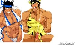 00s 2boys balls bara black_hair blush copyright_request cum cumshot dark_skin erection gay mabataki male male_only muscular nipples nipples_visible_through_clothing penis pubic_hair puffy_nipples rakugaki_chat simple_background tagme thong white_background yaoi yaoi_with_male_audience