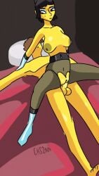 1boy animated chszan_chan female jay_(ninjago) lego male ninjago nude_male nya_(ninjago) partially_clothed_female reverse_cowgirl_position vagina vaginal_penetration vaginal_sex yellow_body yellow_skin