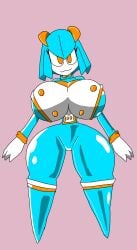 bittersweetmayhem blue_hair blue_rubber blue_rubber_suit huge_breasts kirlia meat_corps meatcorp pointed_feet pokemon rubber rubber_boots rubber_clothing rubber_suit shiny shiny_kirlia shiny_pokemon short_hair shortstack wasp_waist wide_hips