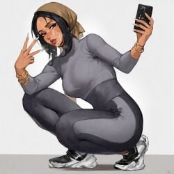 ai_generated arab arabian cum dark-skinned_female dark_skin facial hijab hijabi selfie