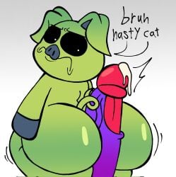 ass big_dick catnap catnap_(poppy_playtime) critters_(poppy_playtime) dick_between_ass disgusted_look frowning_critters green_body icky_piggy_(frowning_critters) lucaslora no_humans pig poppy_playtime poppy_playtime_(chapter_3) precum smiling_critters thick_ass