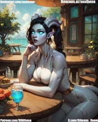 ai_generated athena draenei draenei_female draenei_paladin goddess gown graenei sexy thick_thighs tiefling tiefling_girl world_of_warcraft xoathena
