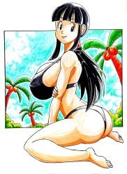 area5169458561 ass big_breasts bikini chun-li dragon_ball dragon_ball_z female kneeling looking_back posing string_bikini thong traditional_media_(artwork)
