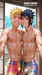 ai_generated gay gay_male male naruto naruto_(classic) naruto_(series) naruto_shippuden pride pride_color_flag pride_colors pride_month sasuke_uchiha uzumaki_naruto yaoi