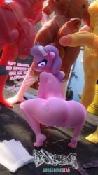 1girls 3boys anthro anthro_on_anthro cub dduns diamond_tiara_(mlp) faceless_male imminent_gangbang imminent_sex massive_penis my_little_pony my_little_pony young_anthro younger_female