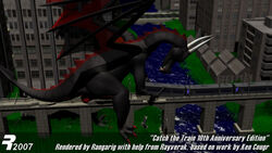 2007 3d balls big_penis black_dragon black_scales bridge building city claws destruction dragon erection evil_varby glowing_eyes hi_res horn long_neck macro male_only penis rangarig red_eyes varby wings