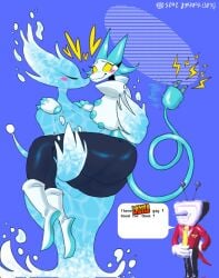 2girls ass big_ass big_breasts blush blushing_female breasts bridal_carry deltarune deltarune_chapter_2 deltarune_chapter_4 dialogue flustered flustered_female heart hips kissing lesbian_kiss meme miss_mizzle_(deltarune) robot robot_girl tail tail_wagging tasque_manager_(deltarune) tenna_(deltarune) text text_bubble thick_thighs thighs undertale_(series) water watermark wide_hips yanisp5 yuri